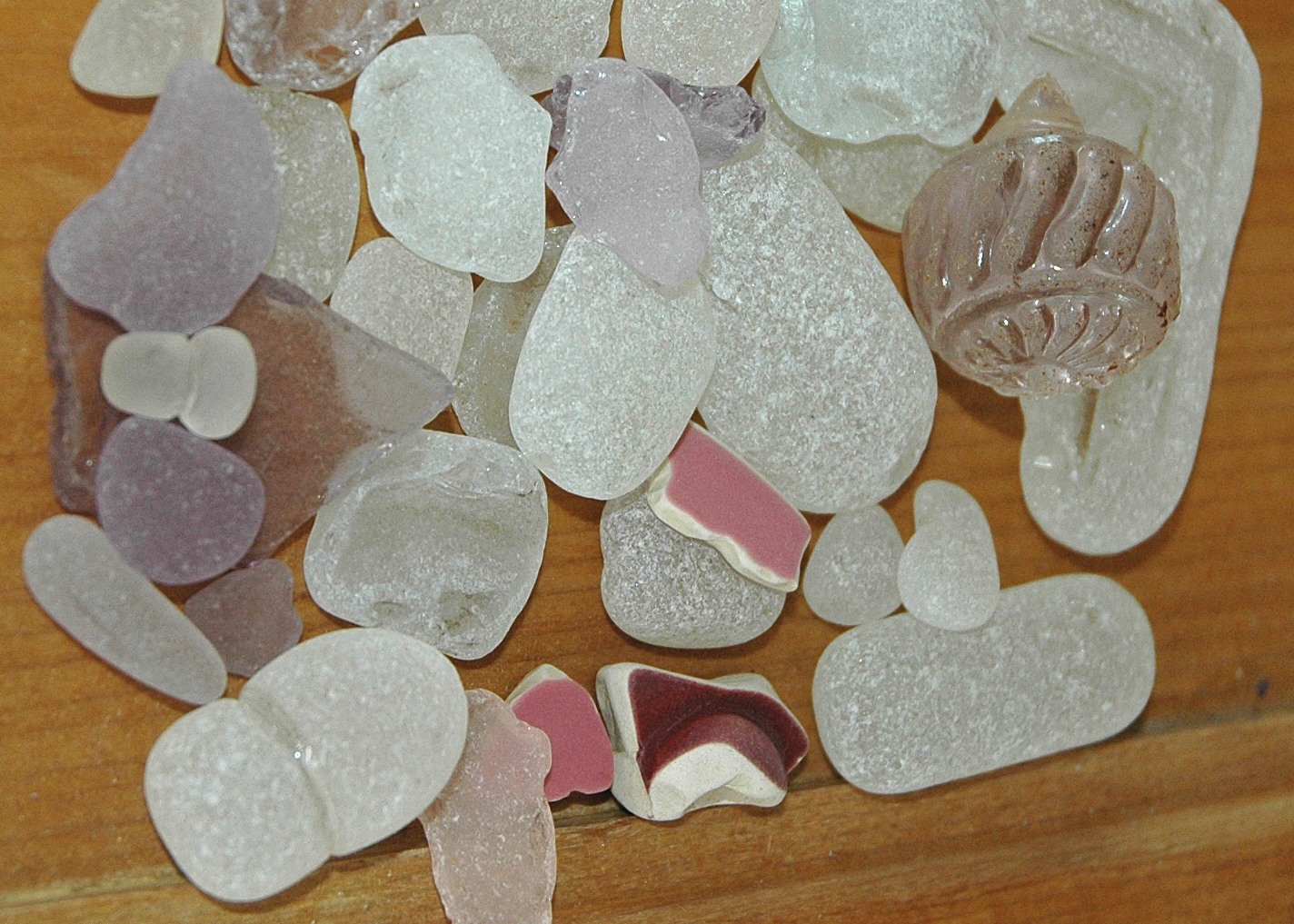 Pink and light purple sea glass greeting card