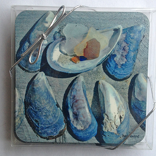 Mussell & Seaglass Coasters — Set of 4  — Qty 6