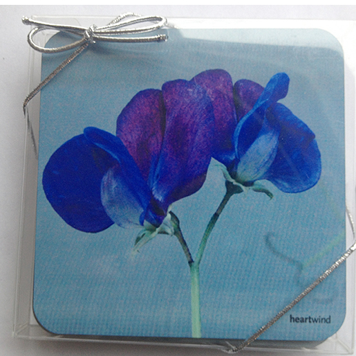 Purple Sweet Pea Coasters — Set of 4  — Qty 6