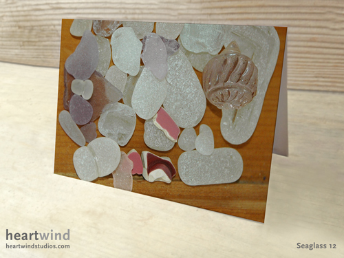 Pink and light purple sea glass greeting card