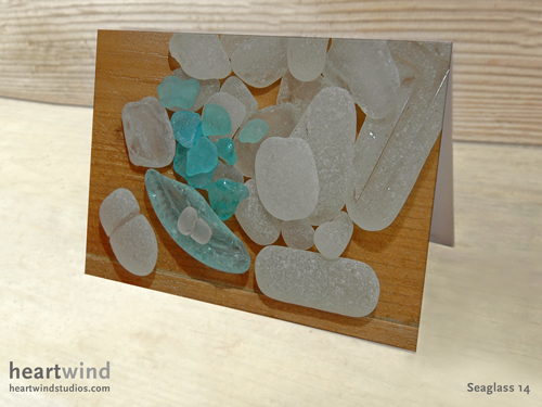 teal aqua sea glass greeting card