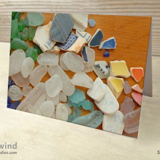 multiple colors of sea glass greeting card